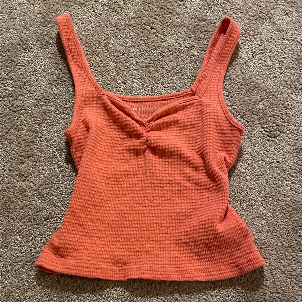American Eagle Outfitters Coral Ribbed Tank Top